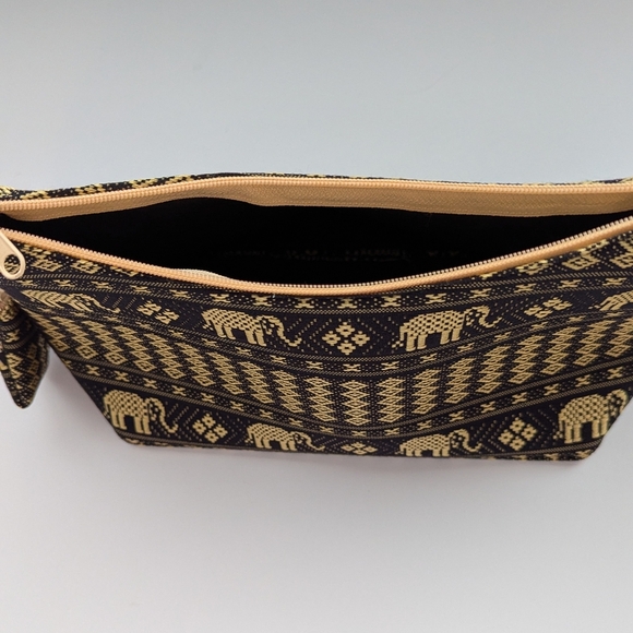 Elegant Black & Gold Elephant & Diamond Patternex Hard Shell Bag/Purse - Picture 3 of 11